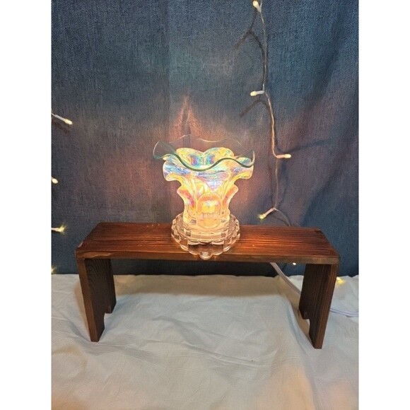 Unbranded Other - Iridescent Glass Hibiscus Electric Wax Warmer Fragrance Lamp